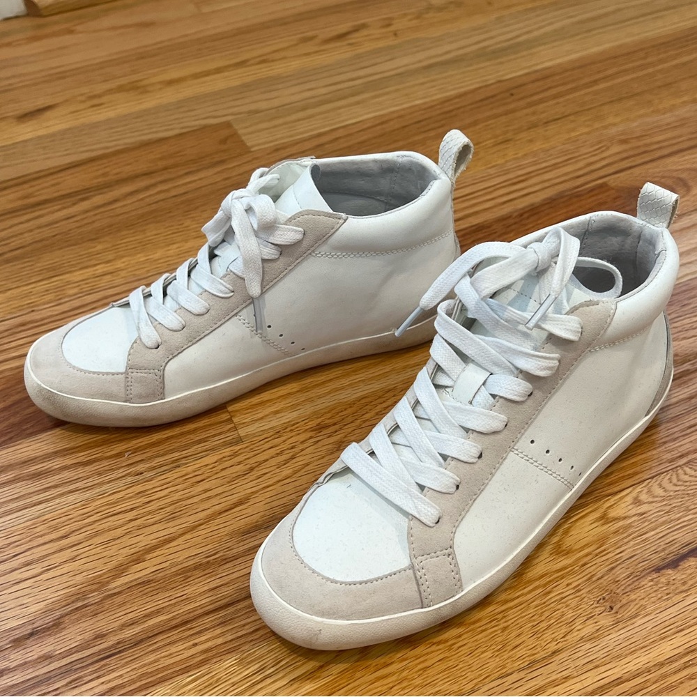 Mid Top White Leather Sneaker